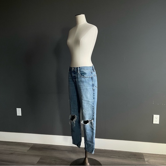 FRAME Le Original Distressed Straight Leg Jeans Medium Wash French Parisian - Picture 4 of 7